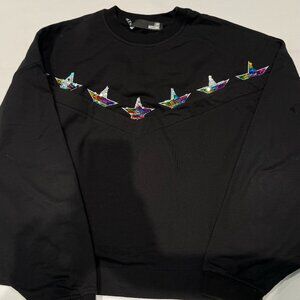 LOVE MOSHCHINO ladies black top with glittery stars size6